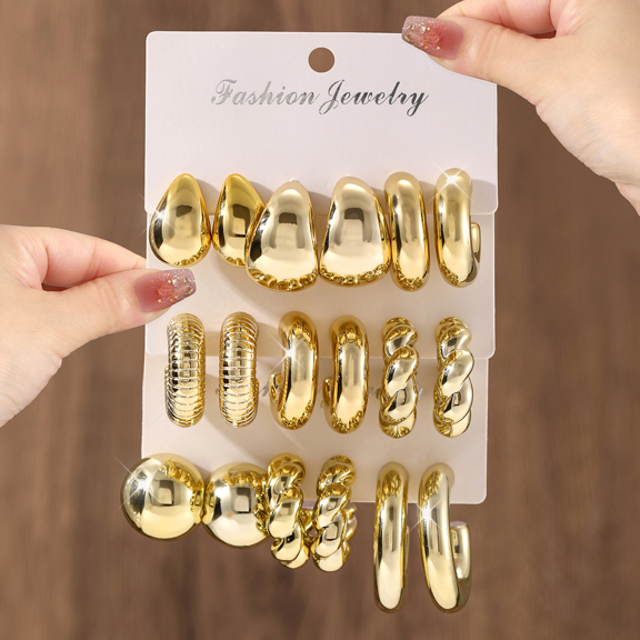 18pcs Set Women Fashion Hoop Earring Set Ideal For Women Party Dating Vacation Minimalist Style Jewelry p 39999170
