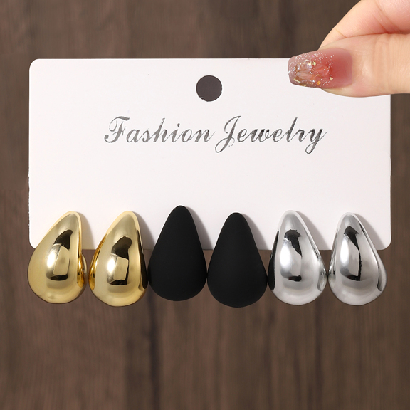 Set Of 6 Classic And Fashionable Multicolor Teardrop Wide Ear Clips For Women Ideal For Dating Vacation Daily Wear And Gift Jewelry p 36263072