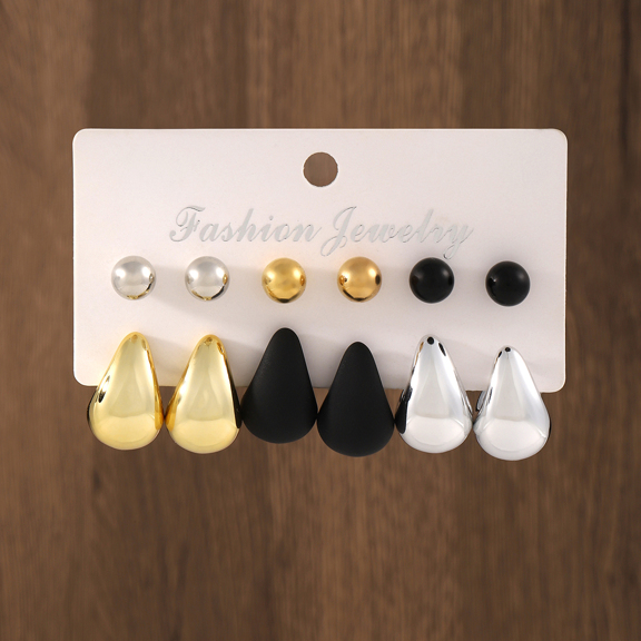 12pcs Set Fashion Minimalist Multi Color Round Teardrop Earring Set Suitable For Women Daily Wear Or Holiday Gift p 44887751