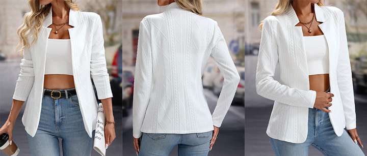 Casual Long Sleeve Textured Blazer Jacket p 40002559