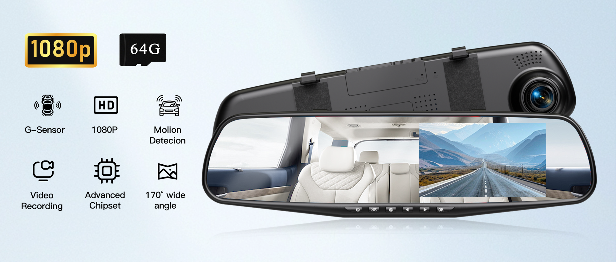 1080P HD Streaming Dash Cam Rearview Camera Front Rear Dual Recording Parking Monitoring Night Vision Auto Loop 64GB TF Card Compatible With All Vehicles Easy Installation p 56491041