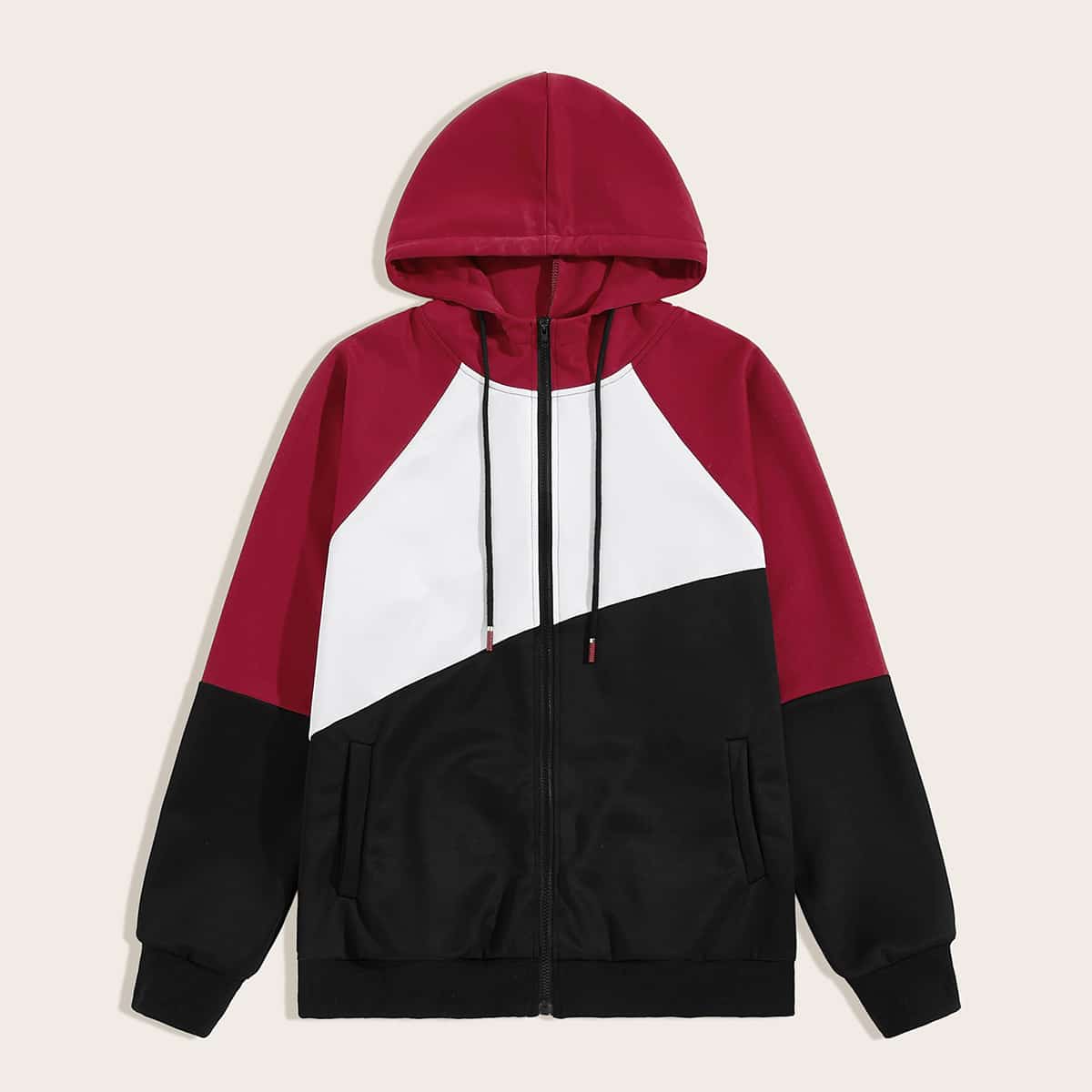 

Guys Cut And Sew Drawstring Hooded Jacket, Multicolor