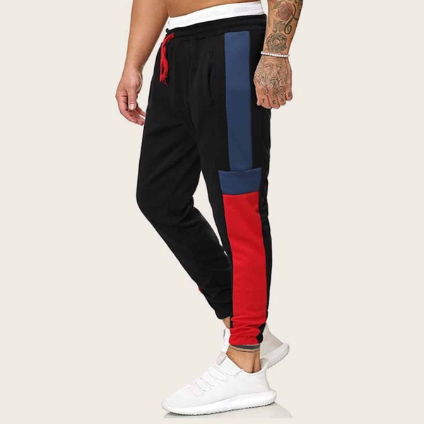 

Men Contrast Panel Drawstring Sweatpants