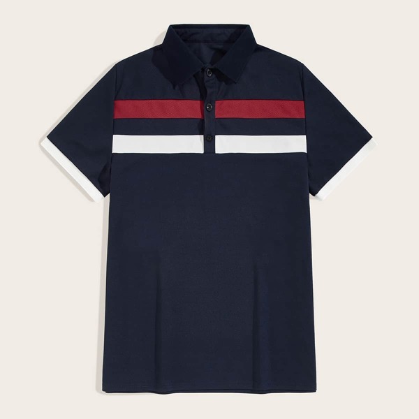 

Men Contrast Panel Polo Shirt