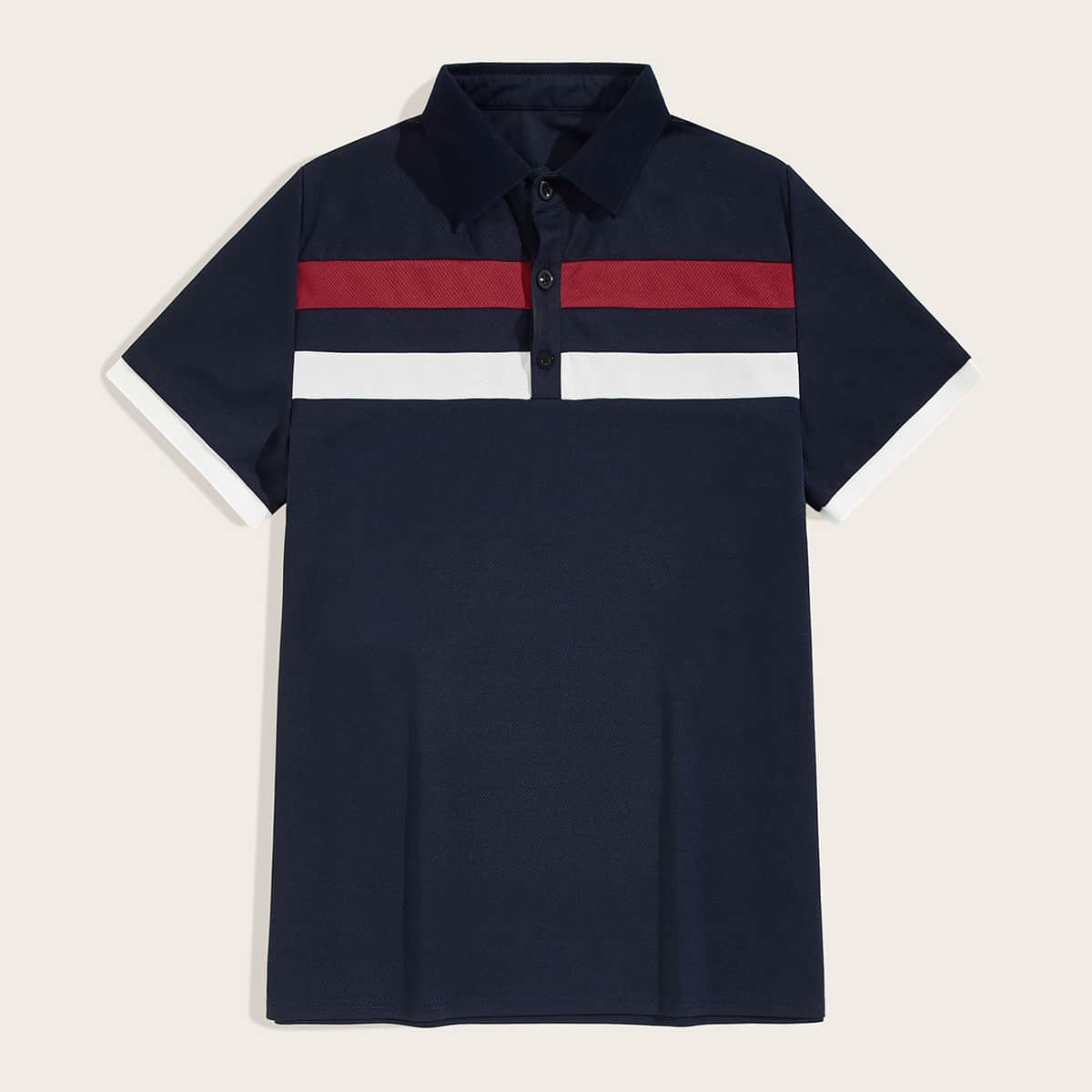 

Guys Contrast Panel Polo Shirt, Navy