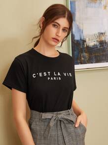 Camiseta gráfica con slogan - Negro - Ver 4