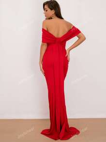 Joyfunear Off Shoulder Overlap Length Floor Formal Evening Gowns