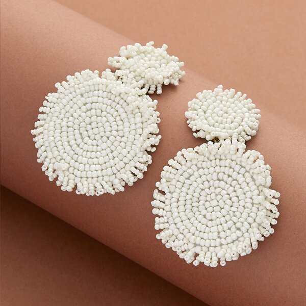 

Large Beaded Circle With Fringe Detail Earrings