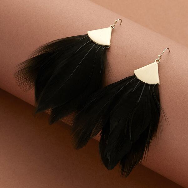 

Large Feather Dangling Earrings