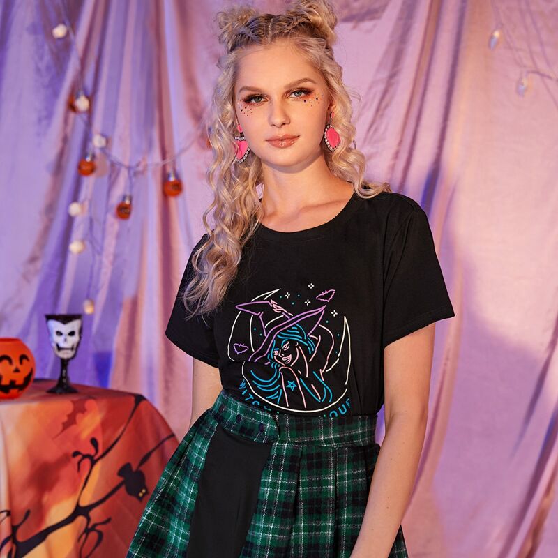 

Halloween Print Short Sleeve Tee, Black