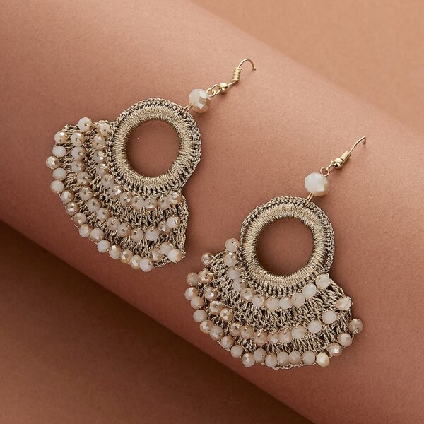 

Beaded Ring Fan Detail Earrings
