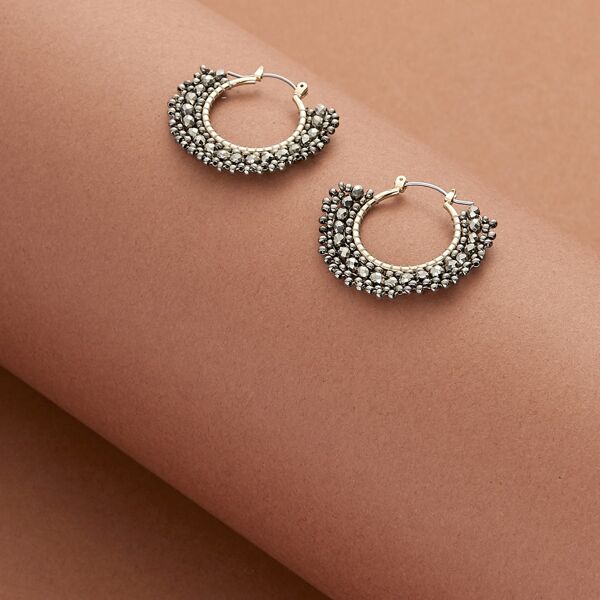 

Beaded Fan Hoop Earrings, Gold