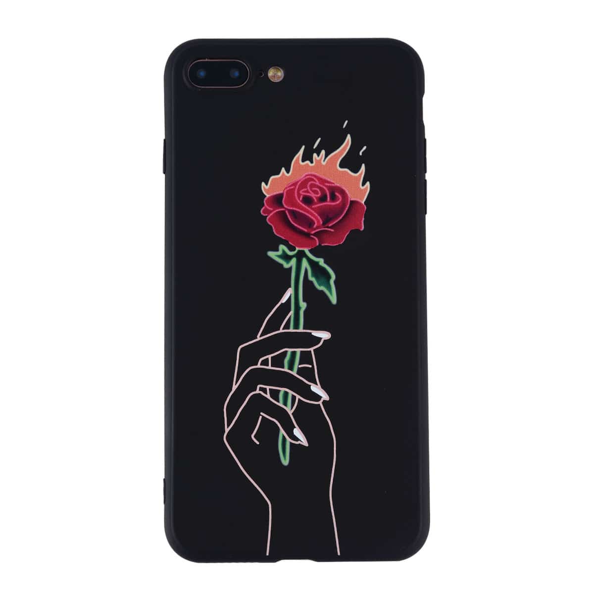 

Hand & Flower Pattern iPhone Case, Black