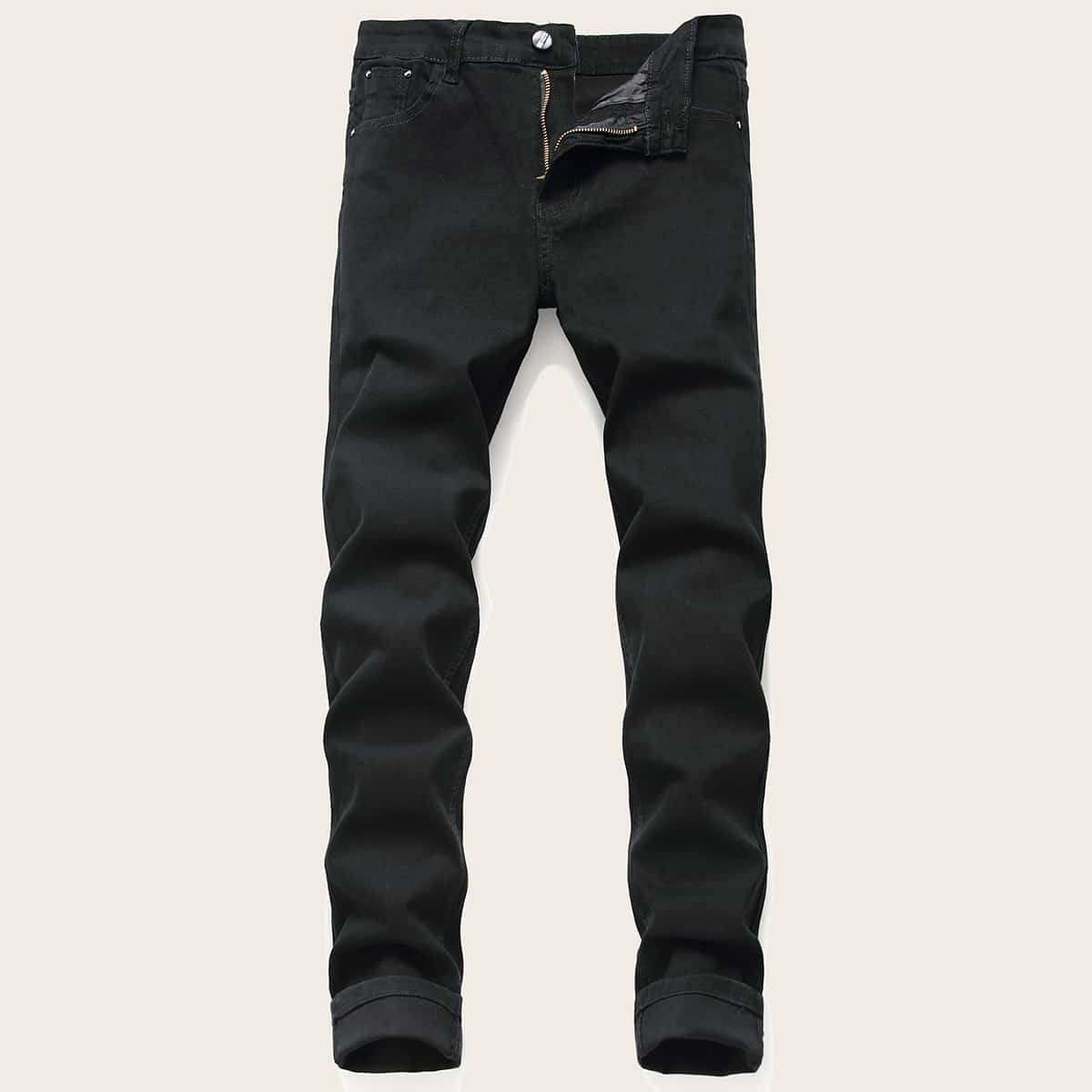 

Guys Straight Leg Solid Jeans, Black