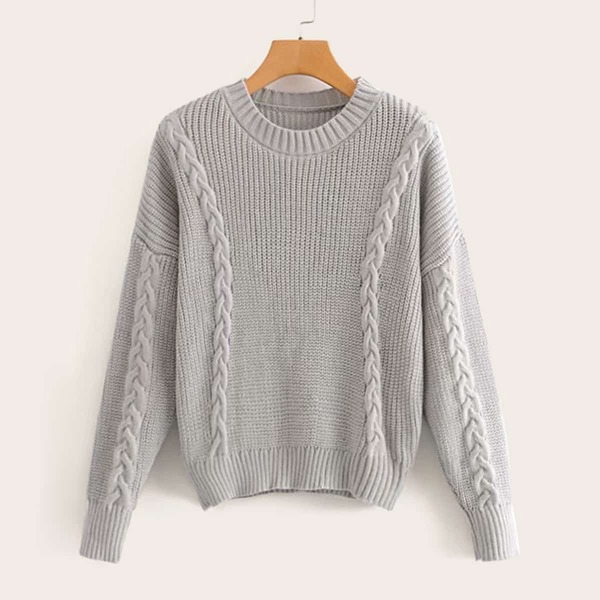 

Drop Shoulder Cable Knit Jumper, Grey