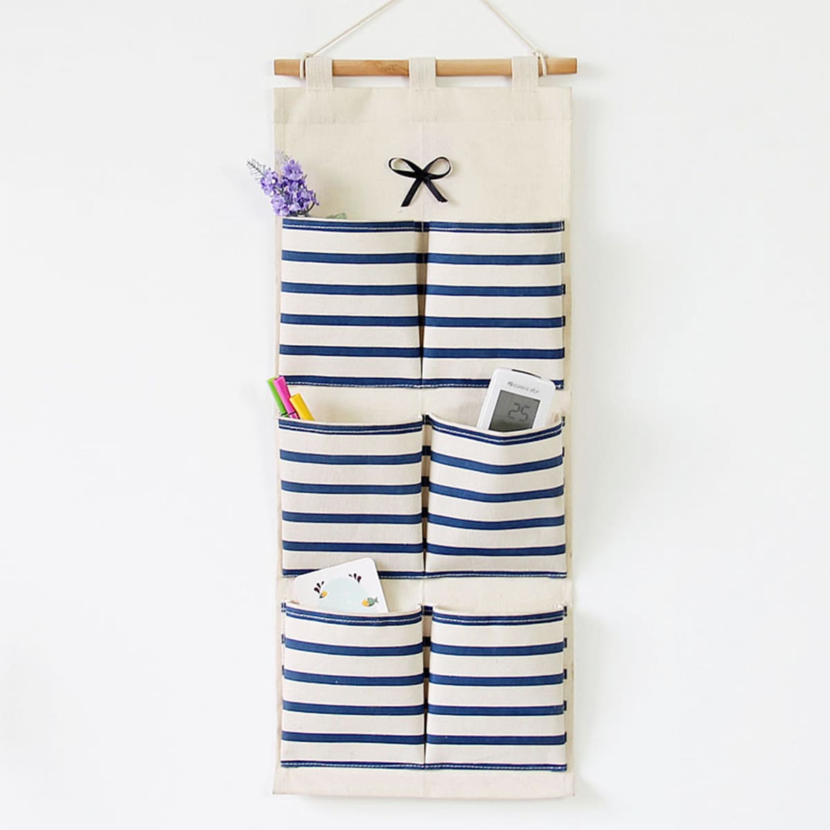 

6 Pocket Striped Hanging Wall Organizer, Multicolor