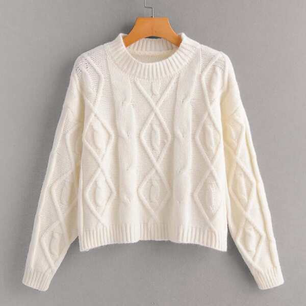 Cable And Argyle Knit Sweater