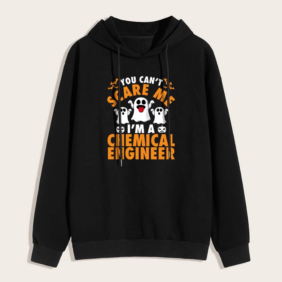 

Guys Halloween & Slogan Graphic Drawstring Hoodie, Black