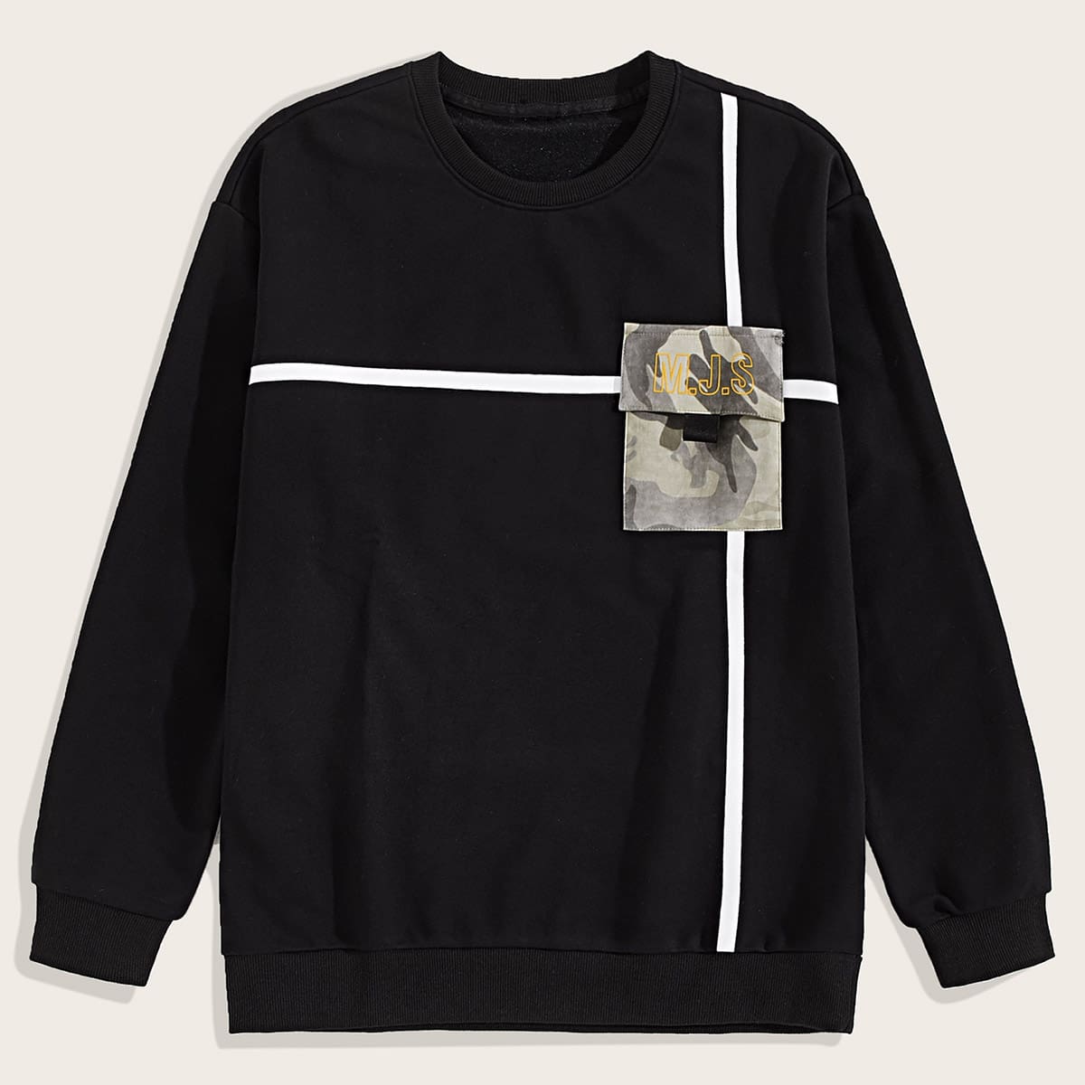 

Guys Contrast Camo Pocket Crew Collar Sweatshirt, Black