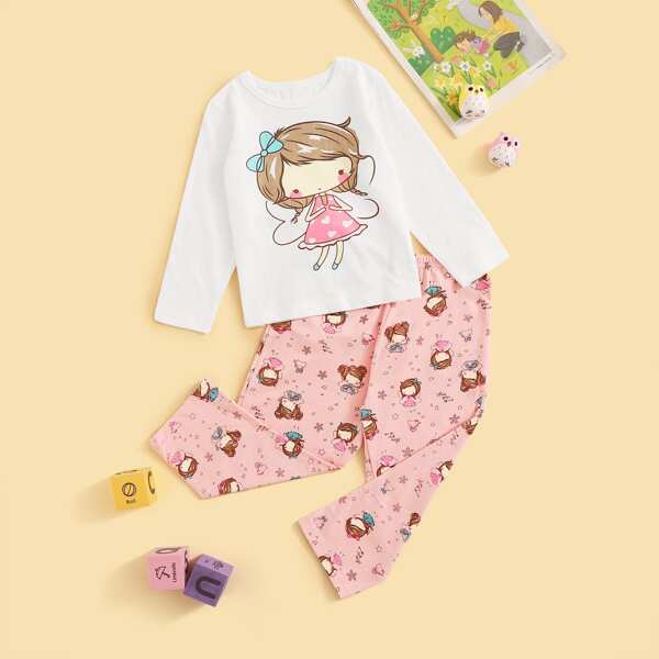 

Toddler Girls Cartoon Graphic Pajama Set, Multicolor