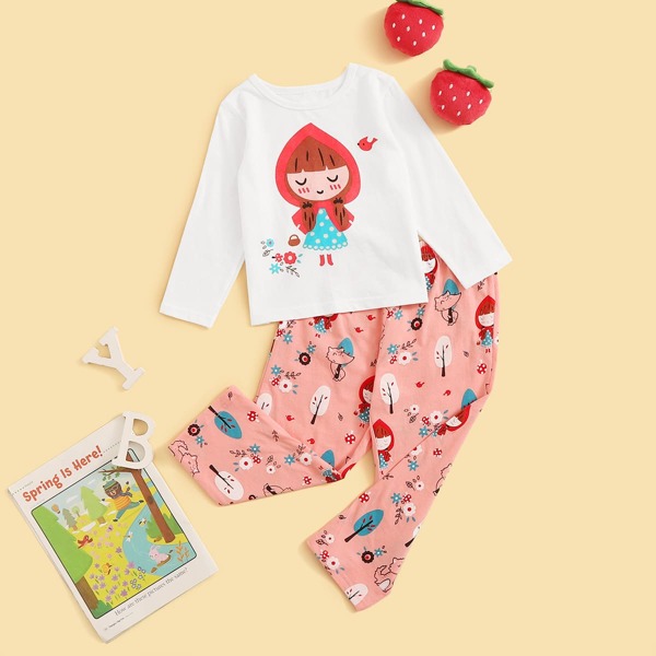 

Toddler Girls Cartoon Graphic Pajama Set, Multicolor