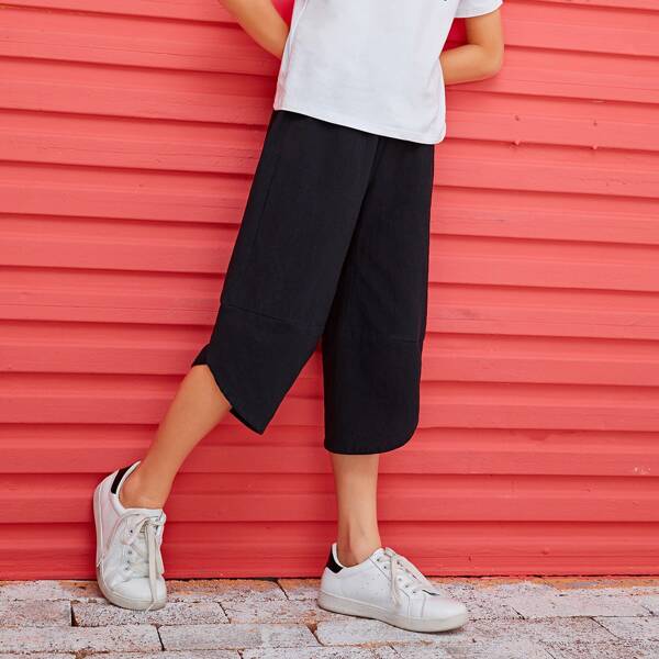 

Boys Wrap Hem Capris Pants, Black