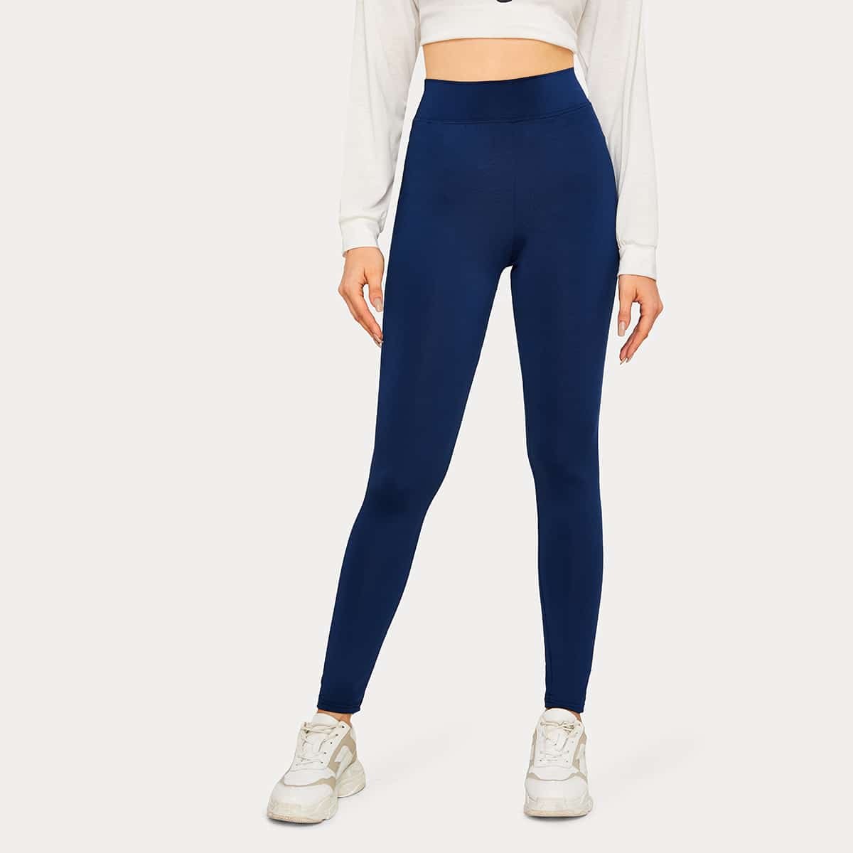 

Solid High Rise Skinny Leggings, Navy
