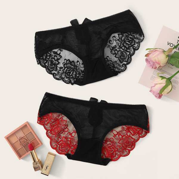 

2pack Floral Lace Panty Set, Multicolor