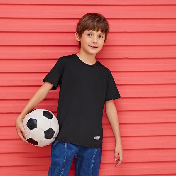 

Boys Patched Detail Top, Black