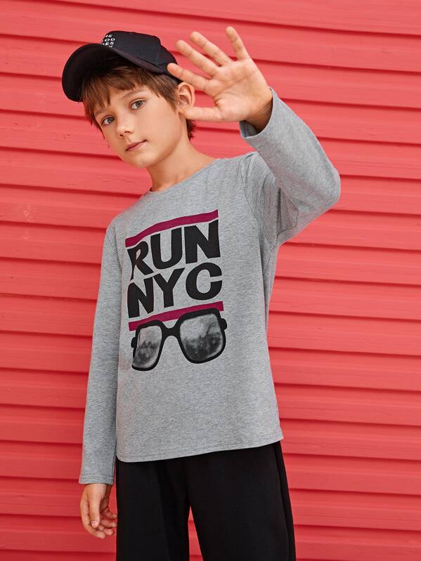 

Boys Letter Graphic Tee, Grey, Bogdan