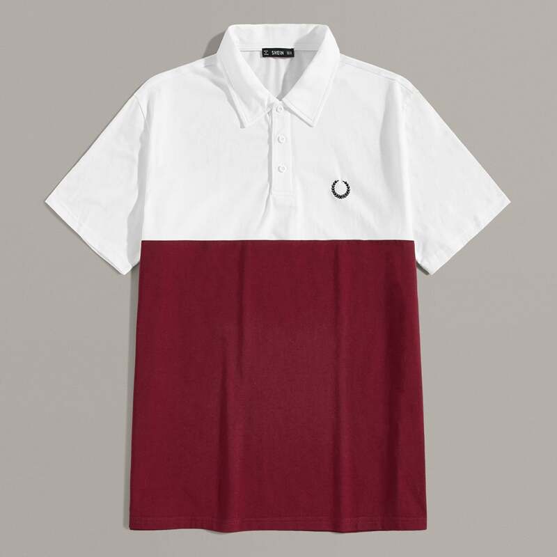 

Guys Embroidery Detail Two Tone Polo Shirt, Multicolor