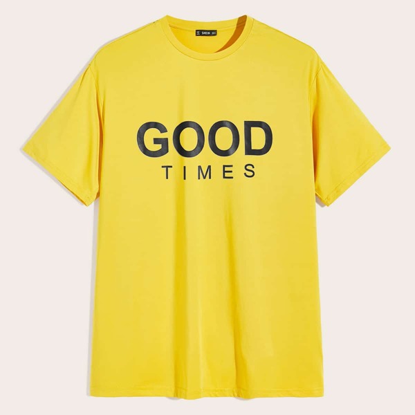

Men Neon Yellow Slogan Graphic Top, Yellow bright