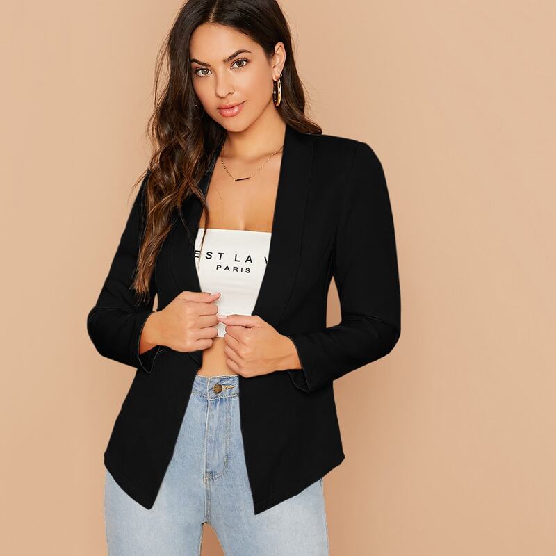 

Shawl Collar Solid Tailored Blazer, Black