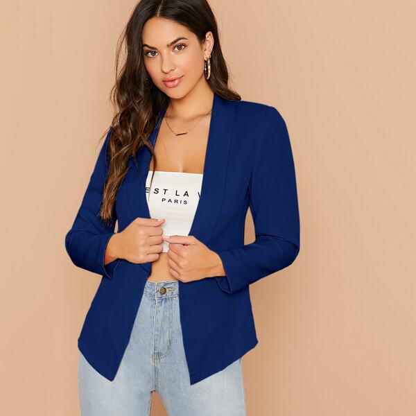 

Shawl Collar Solid Blazer, Blue