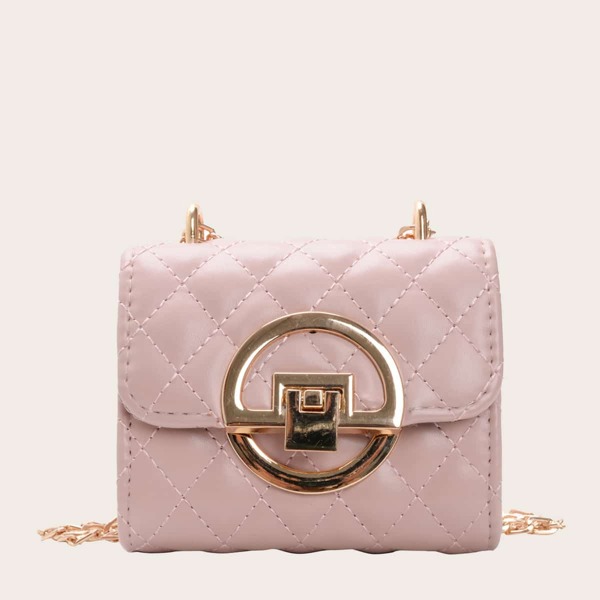 

Girls Metal Lock Quilted Chain Bag