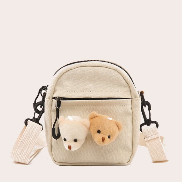 

Kids Bear Decor Canvas Crossbody Bag