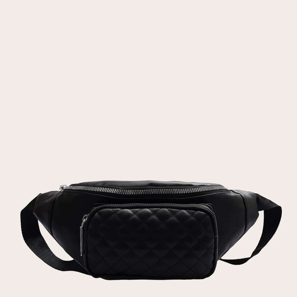 

Girls Quilted Pocket Front Bum Bag, Black