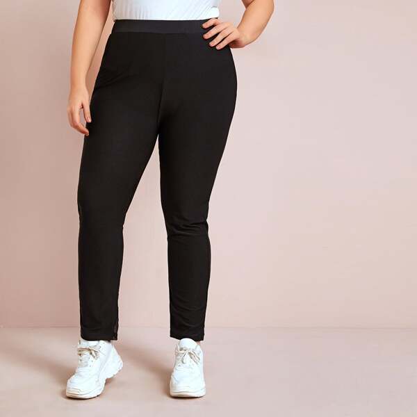 

Plus Mesh Insert Skinny Leggings, Black
