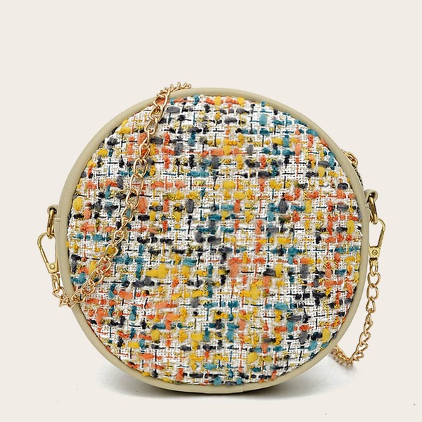 

Girls Round Shaped Tweed Chain Bag