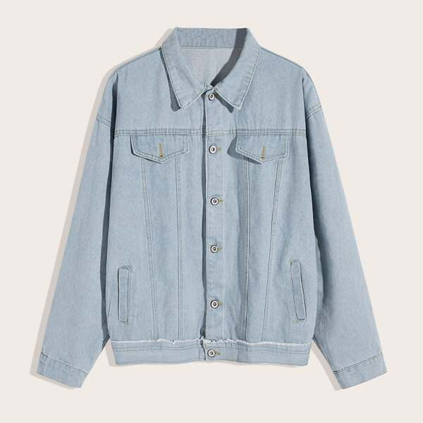 

Men Dual Pocket Ripped Denim Trucker Jacket