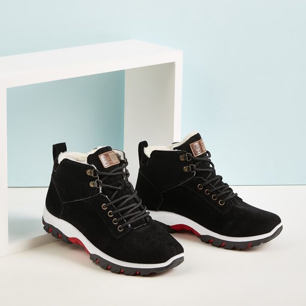 

Men Lace-up Front Faux Fur Lined Sneakers, Black