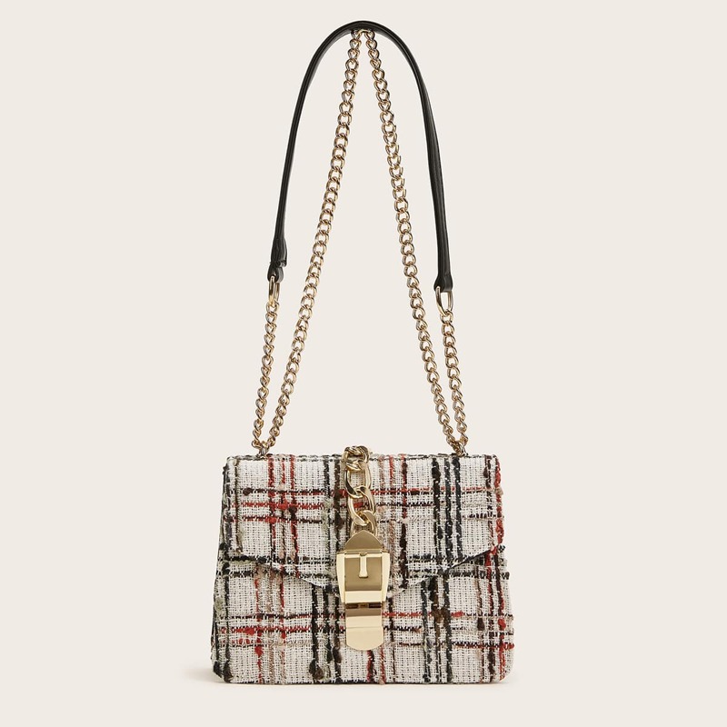 

Metal Buckle Decor Chain Bag, Multicolor