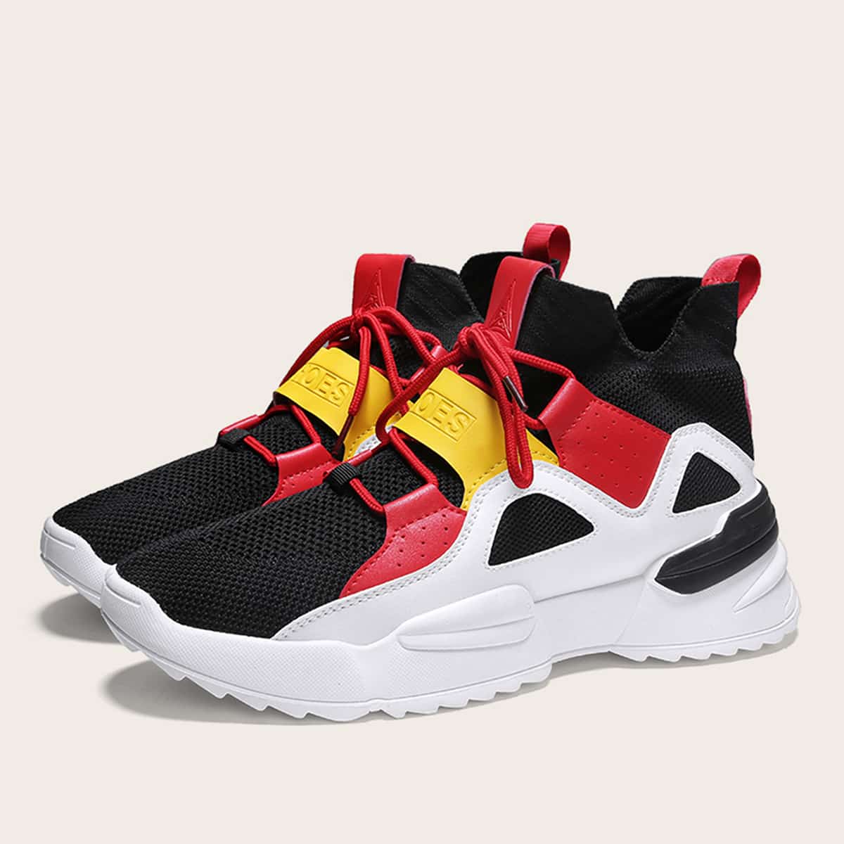 

Guys Lace-up Chunky Sole Mesh Sneakers, Multicolor