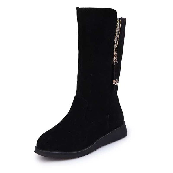 

Side Zip Mid Calf Boots, Black