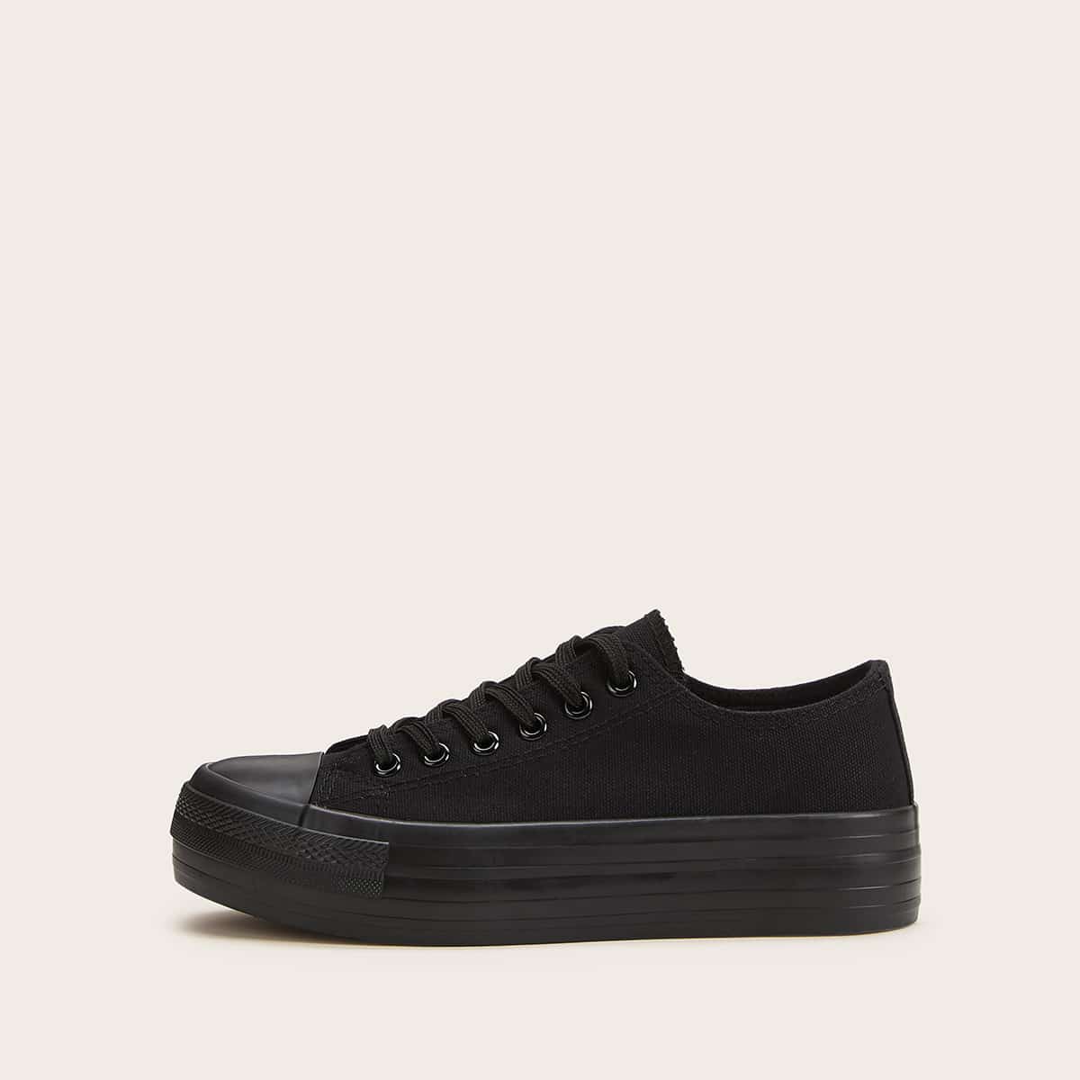 

Lace-up Front Low Top Sneakers, Black