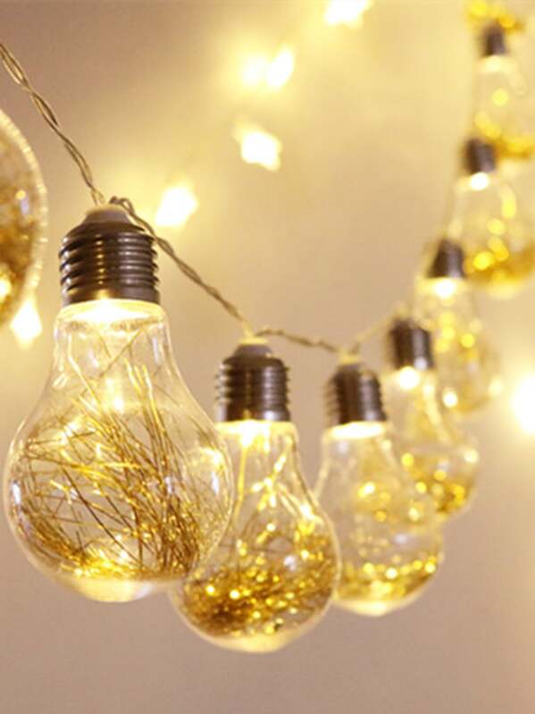 

8pcs Copper Wire Decor Bulb String Light, Gold