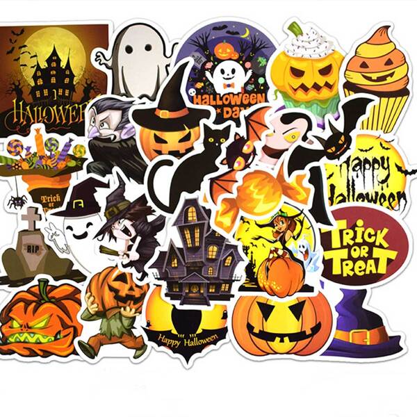 

25pcs Halloween Pumpkin & Ghost Print Sticker