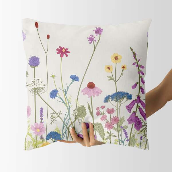 

Floral Print Cushion Cover, Beige