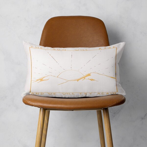 

Mountain & Sunrise Print Lumbar Pillowcase, White