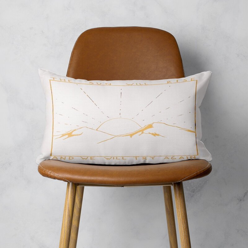 

Mountain & Sunrise Print Lumbar Pillowcase, White